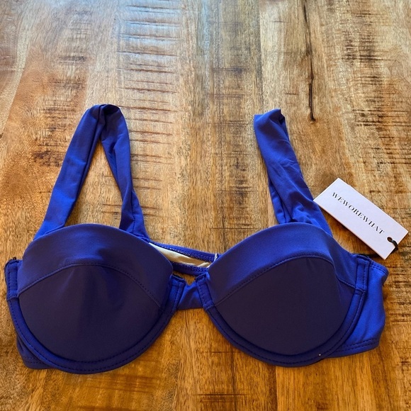 WeWoreWhat Underwire thick wide band bra bikini top Small blue sapphire - Picture 1 of 8